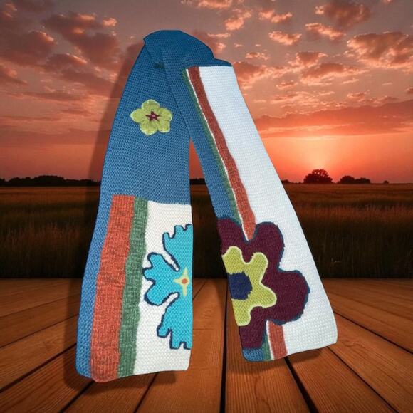 Little Journeys Chicago Womens Scarf Alpaca Wool Boho Wearable Art Hand Made - Picture 1 of 11